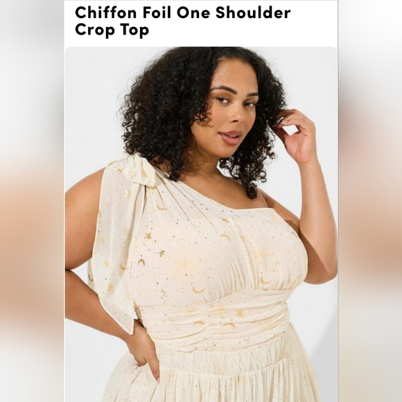 Torrid Crop Top - Off White & Gold - Picture 1 of 5